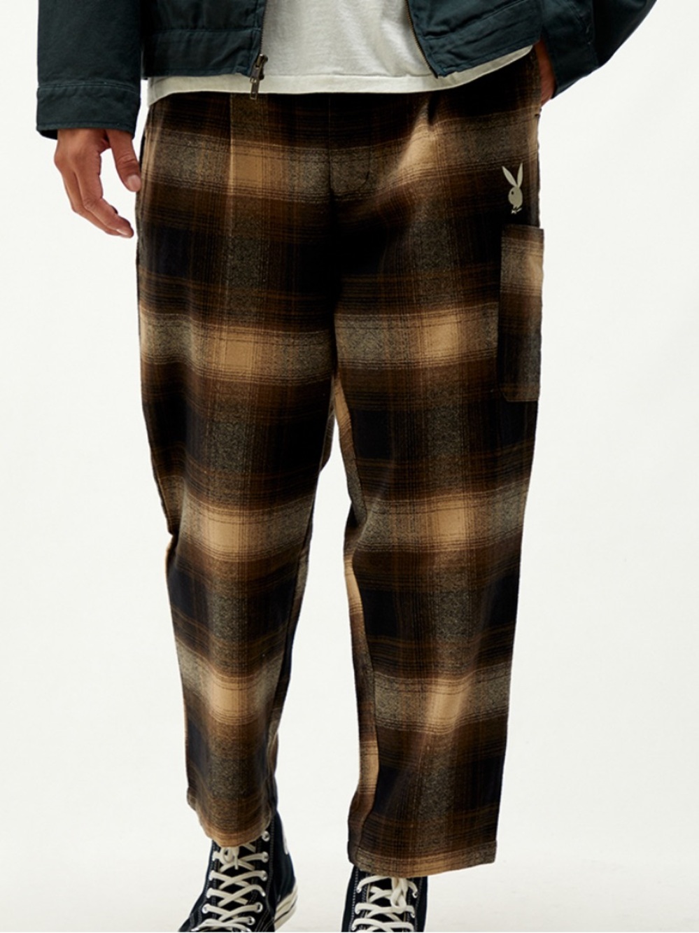 Playboy by PacSun Shadow Plaid Carpenter Pants Men’s 30 Cropped Wide Leg